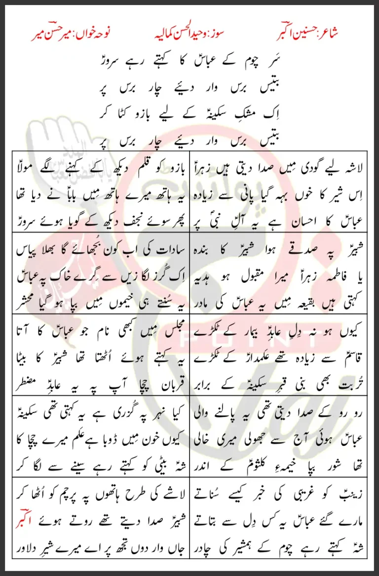 Battis Baras Waar Diye Char Baras Per Mir Hasan Mir Lyrics Urdu 2026