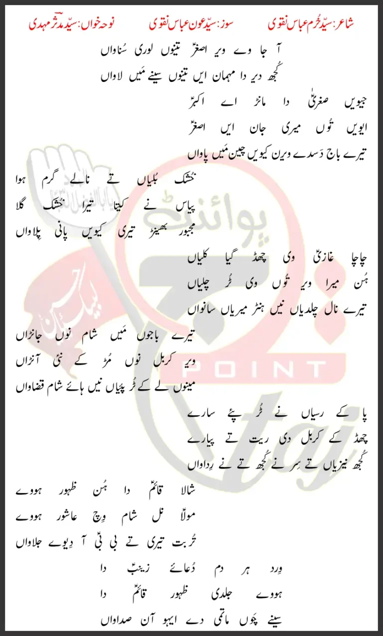 Aaja Ve Veer Asgher Tenu Lori Sunawa Syed Mudassir Mehdi Lyrics In Punjabi 2026