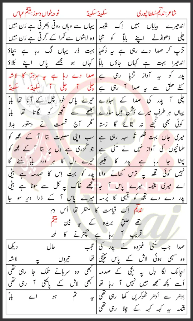Sakina Sakina Mesum Abbas Lyrics In Urdu 2026