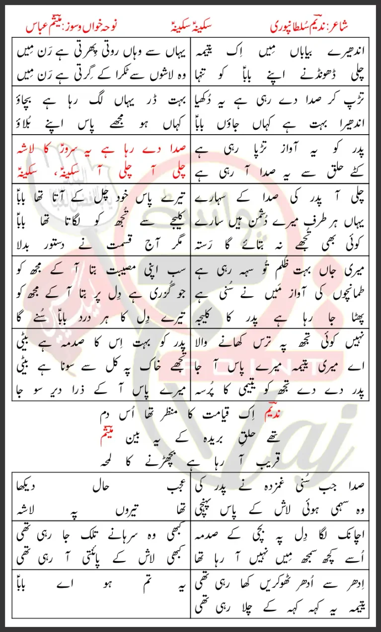 Sakina Sakina Mesum Abbas Lyrics In Urdu 2026