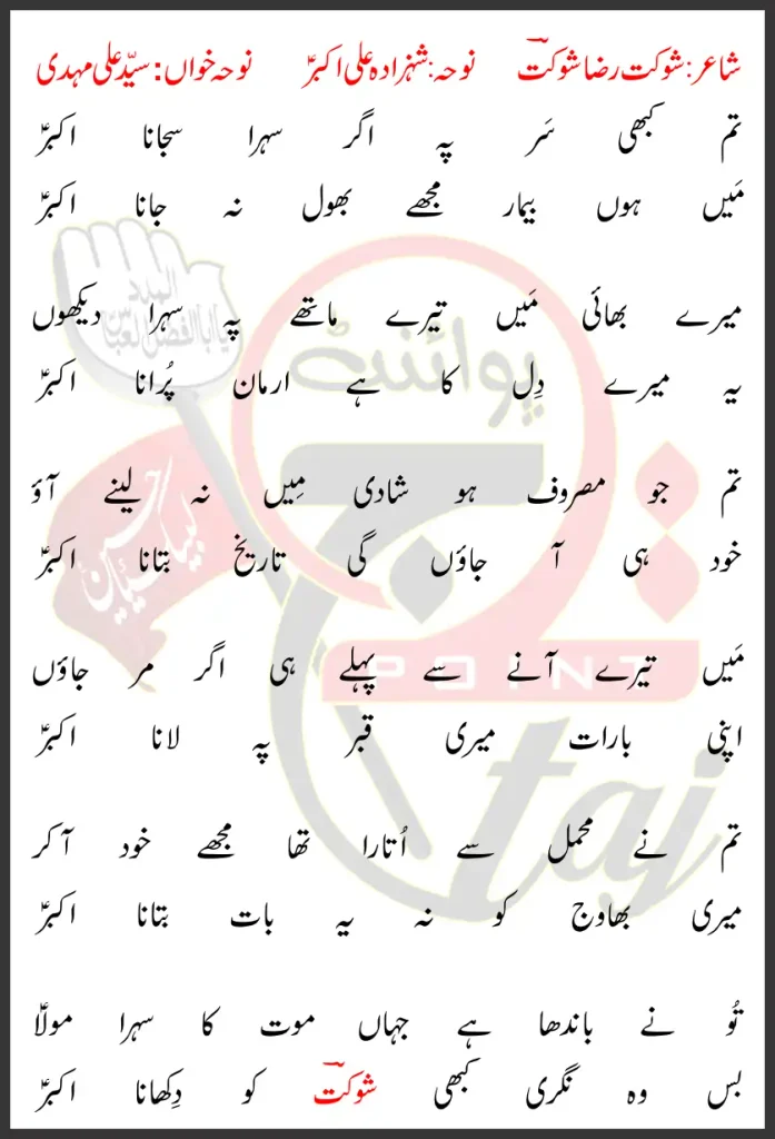 Tum Kabhi Sar Pay Agar Sehra Sajana Akbar Syed Ali Mehdi Lyrics In Urdu 2026