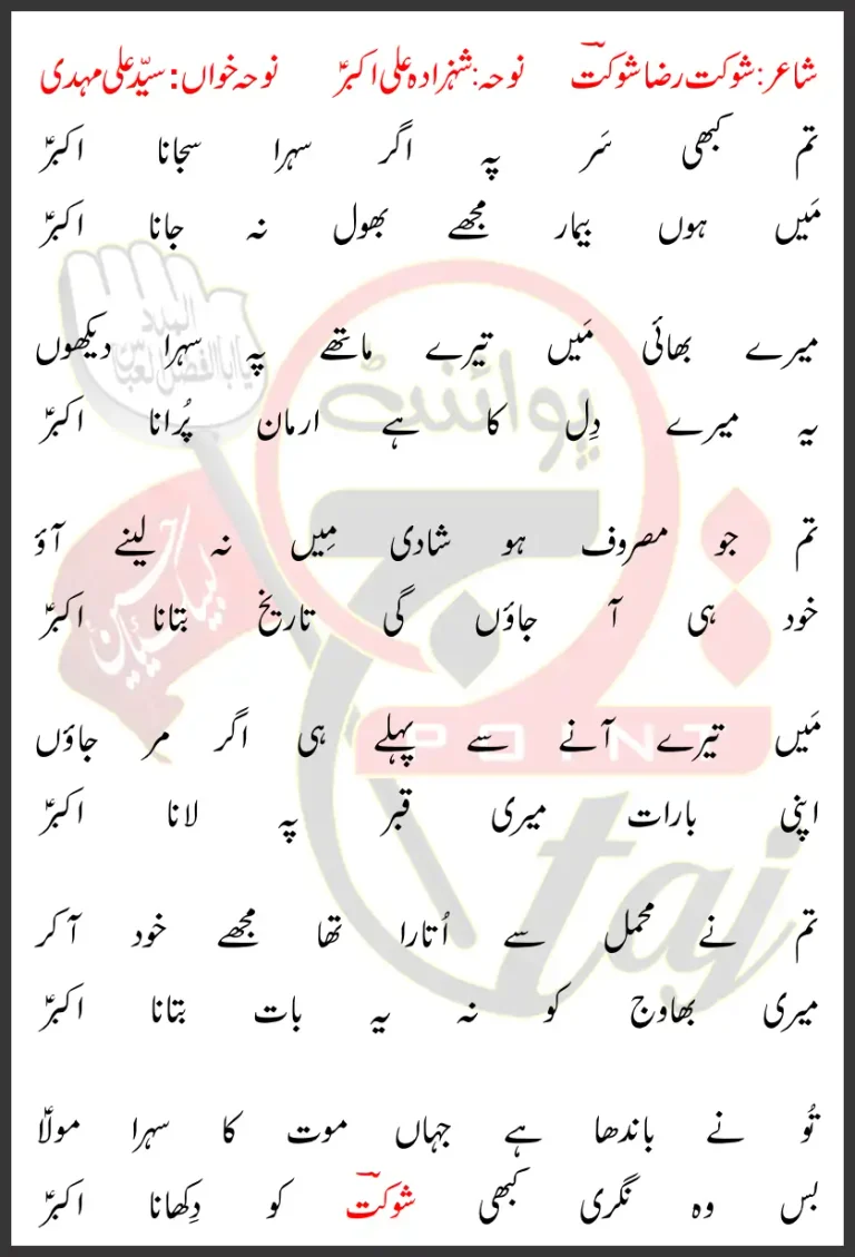 Tum Kabhi Sar Pay Agar Sehra Sajana Akbar Syed Ali Mehdi Lyrics In Urdu 2026