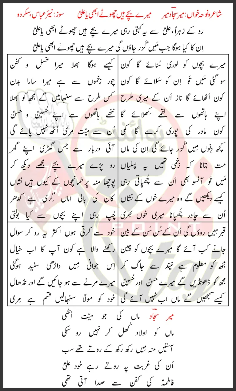 Mere Bachy Hain Abhi Chohte Ya Ali Mir Sajjad Mir 2026